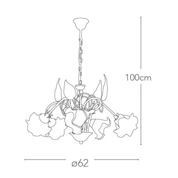 I-PRIMAVERA/5 - Lampadario Sospeso Decoro a Mano Metallo Vetro Classico Interno E14