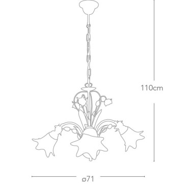 Lampadario 3 luci in Metallo Bianco con Decoro Artigianale a Rose Rosse