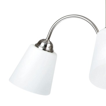 Lampadario 1162 con Diffusori in Vetro Soffiato Bianco e Struttura Argento FanEurope