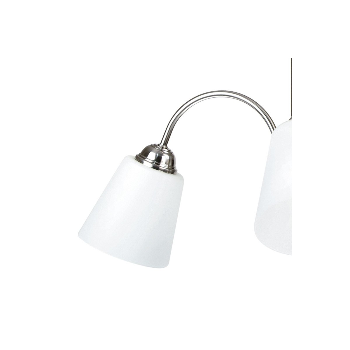 Lampadario 1162 con Diffusori in Vetro Soffiato Bianco e Struttura Argento FanEurope