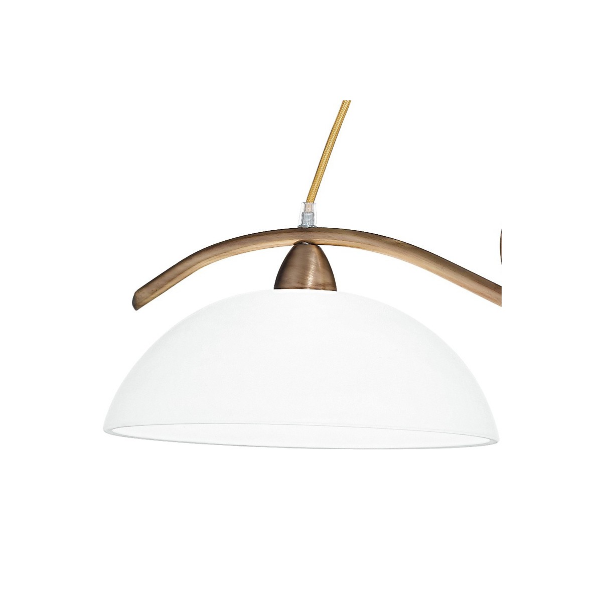 Lampadario in Metallo Bronzo con Decoro e Diffusori in Vetro Bianco Linea Halley