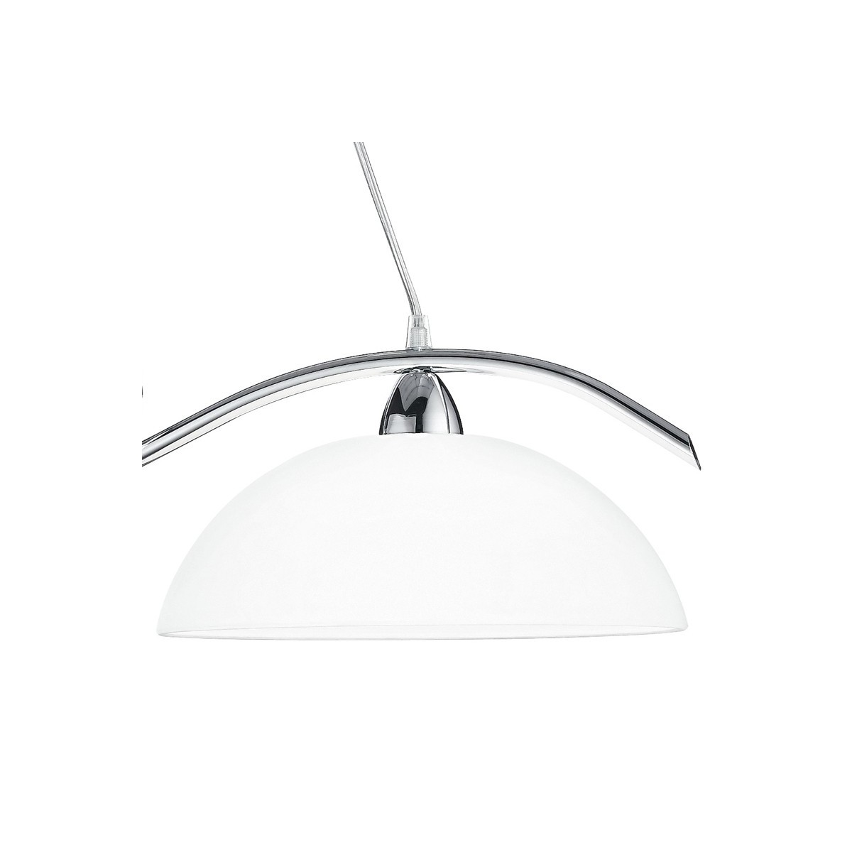 Lampadario Halley con Sospensione a Biliardo in Metallo Cromo con Diffusori in Vetro Bianco