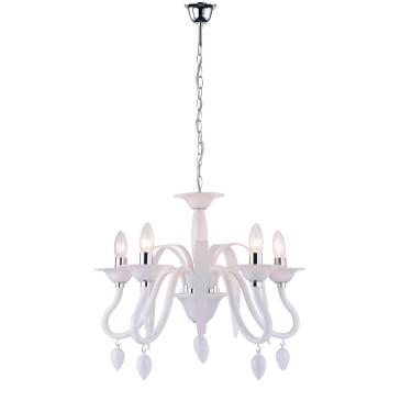 I-ESTEFAN-S5 BCO - Pendentifs Lustre Acrylique Blanc Lustre Drops Modern E14