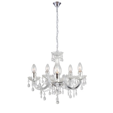 I-HOUSTON-S5 TR - Lustre suspendu en acrylique transparent Drop Pendentifs Intérieur moderne E14