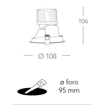 Faretto a Incasso Elite Tondo 10,8 cm in Alluminio Bianco FanEurope