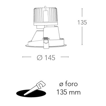 Faretto a incasso Elite Tondo 14,5 cm in Alluminio Bianco FanEurope