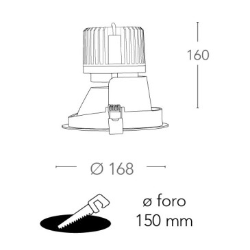 Faretto a Incasso Elite Tondo 16,8 cm in Alluminio Bianco FanEurope