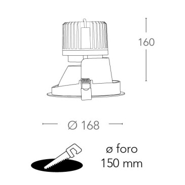 Faretto a Incasso Elite Tondo 16,8 cm in Alluminio Bianco FanEurope