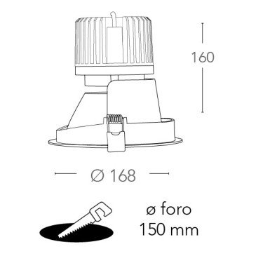 Faretto a Incasso Elite Tondo 16,8 cm in Alluminio Bianco FanEurope