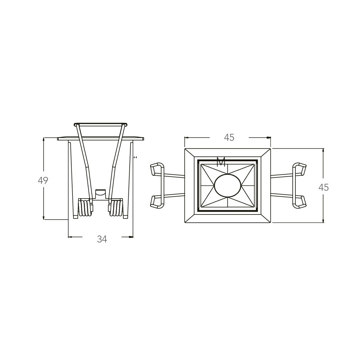 Faretto a Incasso Sinkro Quadrato 4,5x4,5 cm con Bordo Bianco e Interno Nero Led FanEurope