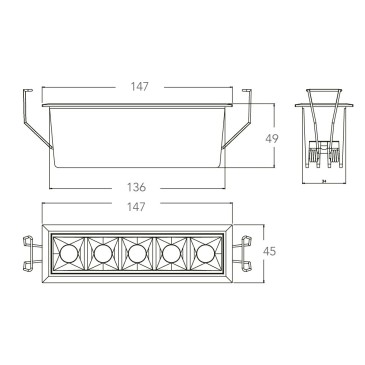 Spot encastré Sinkro de 10 m de long avec bord blanc et intérieur noir 5 LED FanEurope