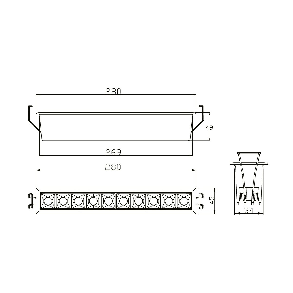 Faretto a Incasso Sinkro Lungo 20 m con Bordo Bianco e Interno Nero 10 Led FanEurope