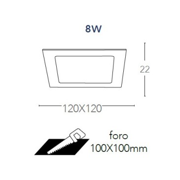 Faretto a incasso Flap Quadrato 12x12 cm in Alluminio Bianco Led 8 watt 3200 kelvin FanEurope