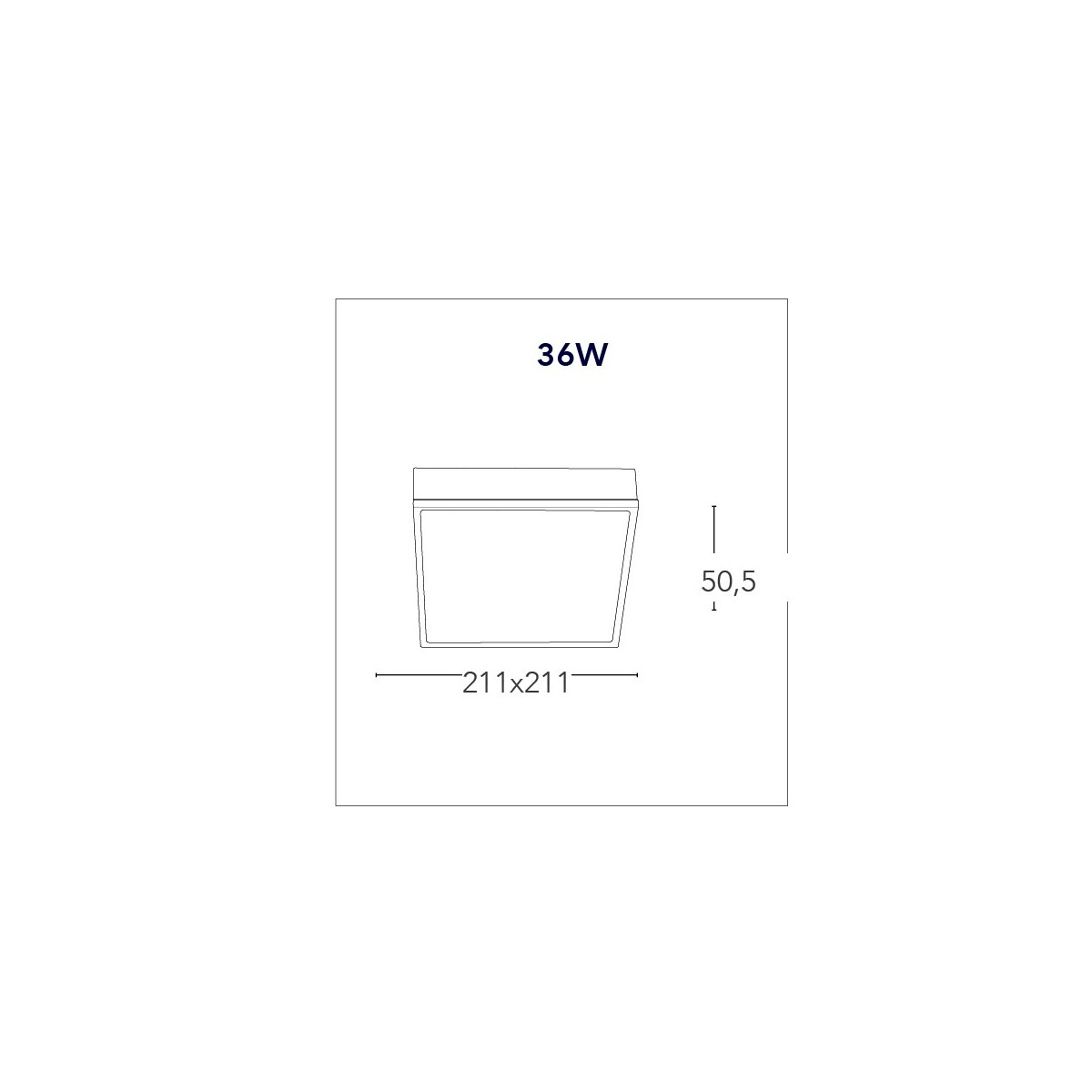 Quadratische Deckenleuchte aus weißem Aluminium mit niedriger Decke, LED 36 Watt, natürliches Licht