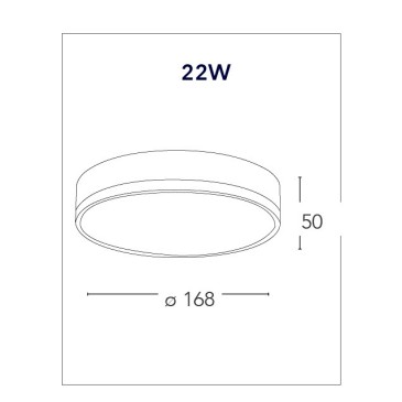 Plafoniera Tonda Bianca Alluminio Soffitto Ribassato Led 22 watt Luce Naturale