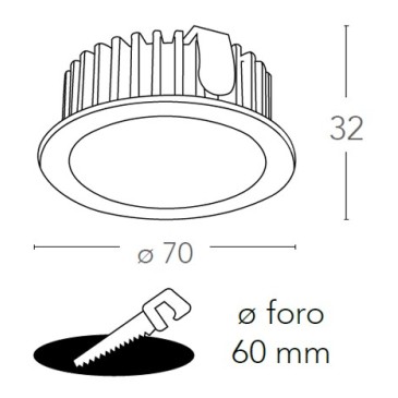 Spot encastré rond Fusion de 7 cm en aluminium FanEurope satiné doré