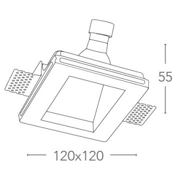 Projecteur encastré Ghosto avec structure de plâtre rétractable Rayon latéral à peindre FanEurope