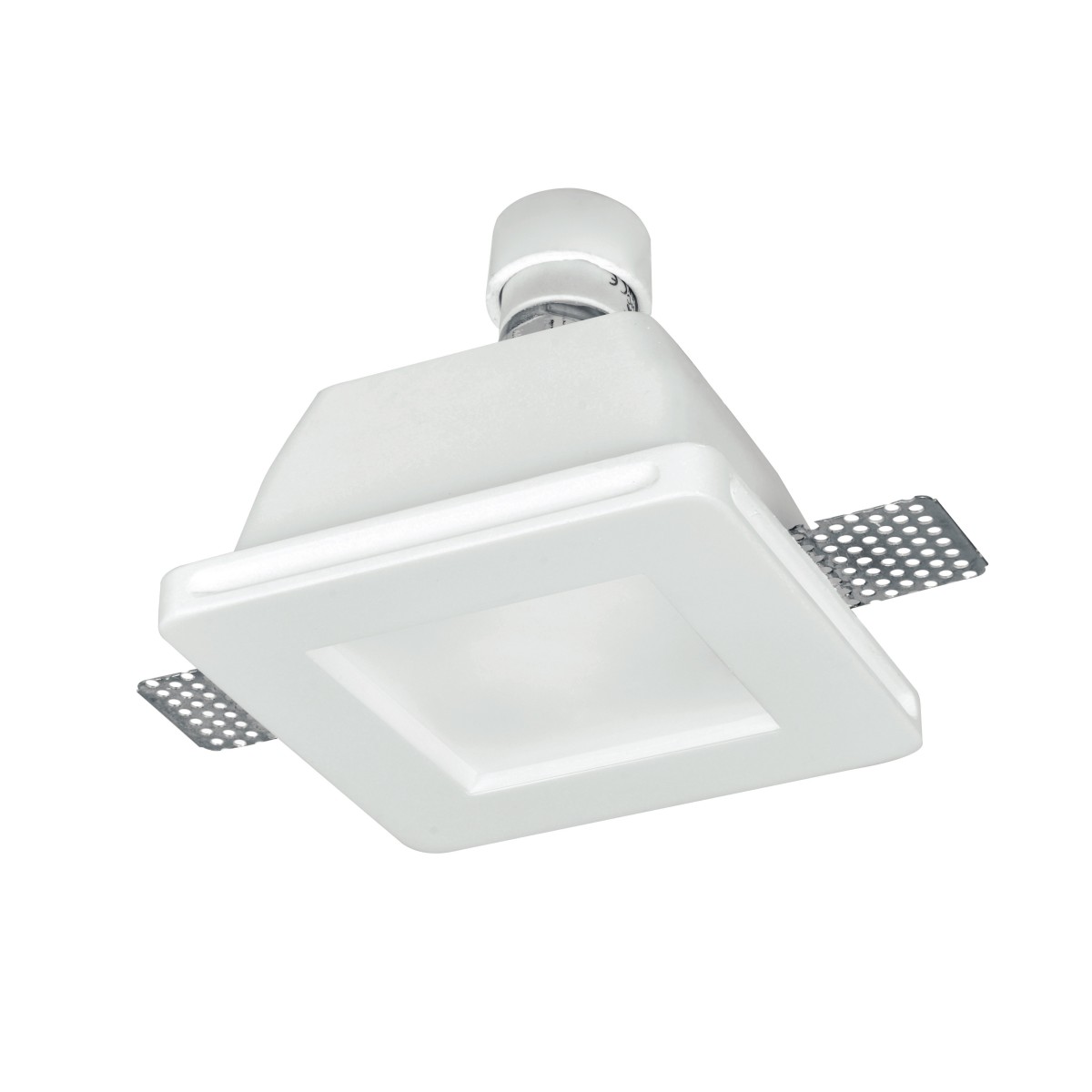 INC-SNOW-Q - Faretto Incasso Scomparsa Quadrato Gesso Verniciabile diffusore Vetro GU10