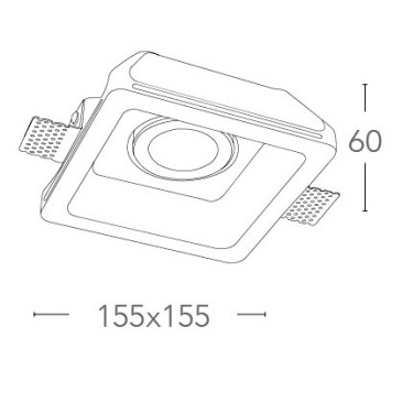 Projecteur carré rétractable de 15,5 x 15,5 cm en plâtre à peindre réglable FanEurope