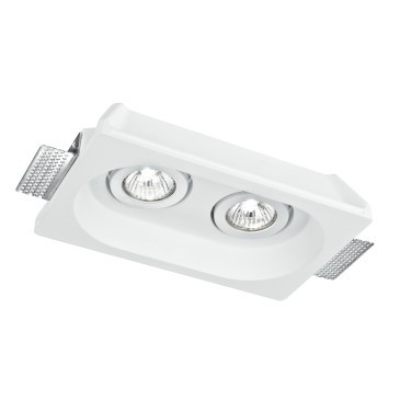 INC-MORGANA-Q2 - Incasso Scomparsa 2 Faretti Orientabili Gesso Verniciabile Controsoffitto GU10