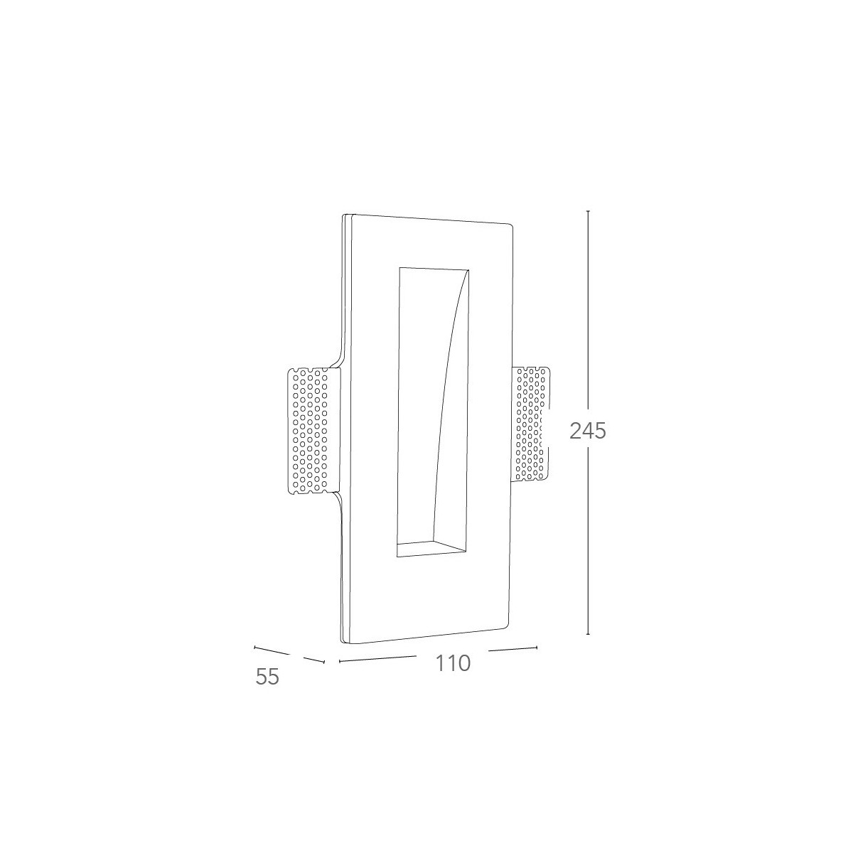 I-ARIEL-QL1 - Faretto Gesso Verniciabile Rettangolare Incasso Scomparsa Parete Cartongesso GU10 mini