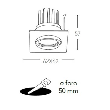 Spot encastré Polaris Square 6,2x6,2 cm en aluminium argenté FanEuope réglable