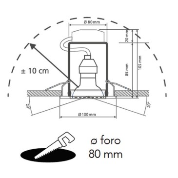 Kit tre Faretti a Incasso Matrix Tondi 10 cm in Metallo Cromo Orientabili FanEurope