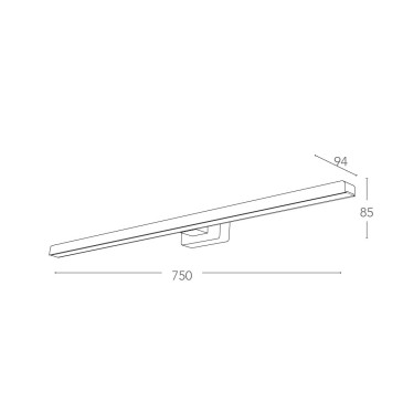 LED-W-LANCER NERO Applique specchio Nero Led A 4000kelvin 17 watt