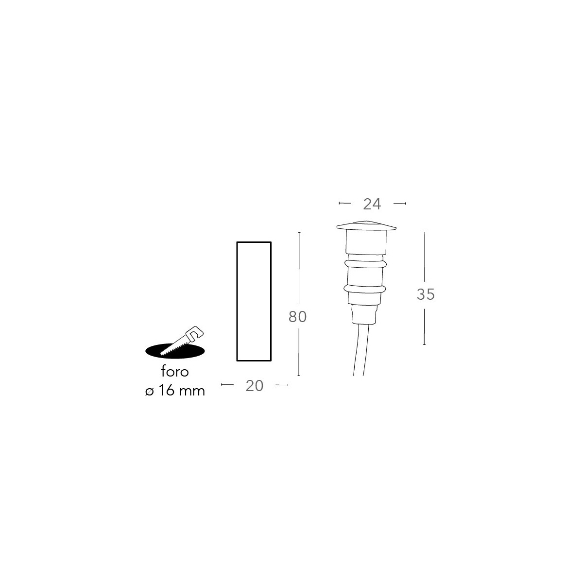 Begehbare Nickel-LED A+ 4000 Kelvin 1 Watt