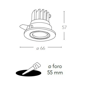 Spot encastré rond Polaris de 6,6 cm en aluminium argenté orientable Led FanEurope