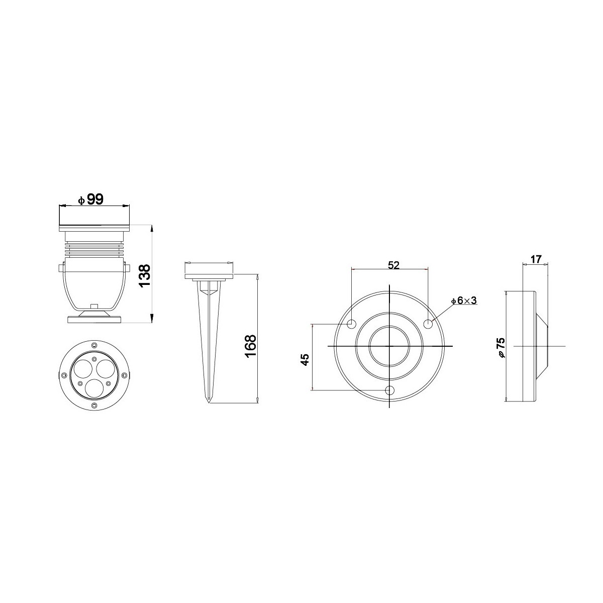 LED-IRIDE-9P-BCO Proiettore Cromo Led  6000kelvin 9 watt