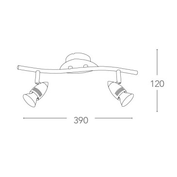 SPOT-SUNNY-2 - Plafonnier à deux ampoules avec ligne douce 42 watts 2800 kelvin GU10