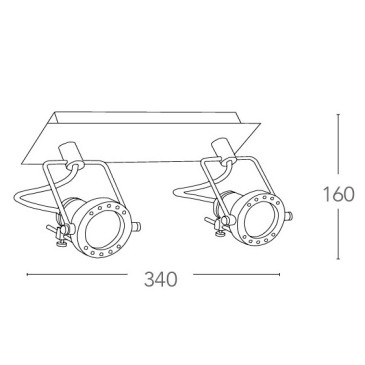 SPOT-TECHNO-2 - Applique a due luci cromata dalla forma essenziale 42 watt 2800 kelvin GU10