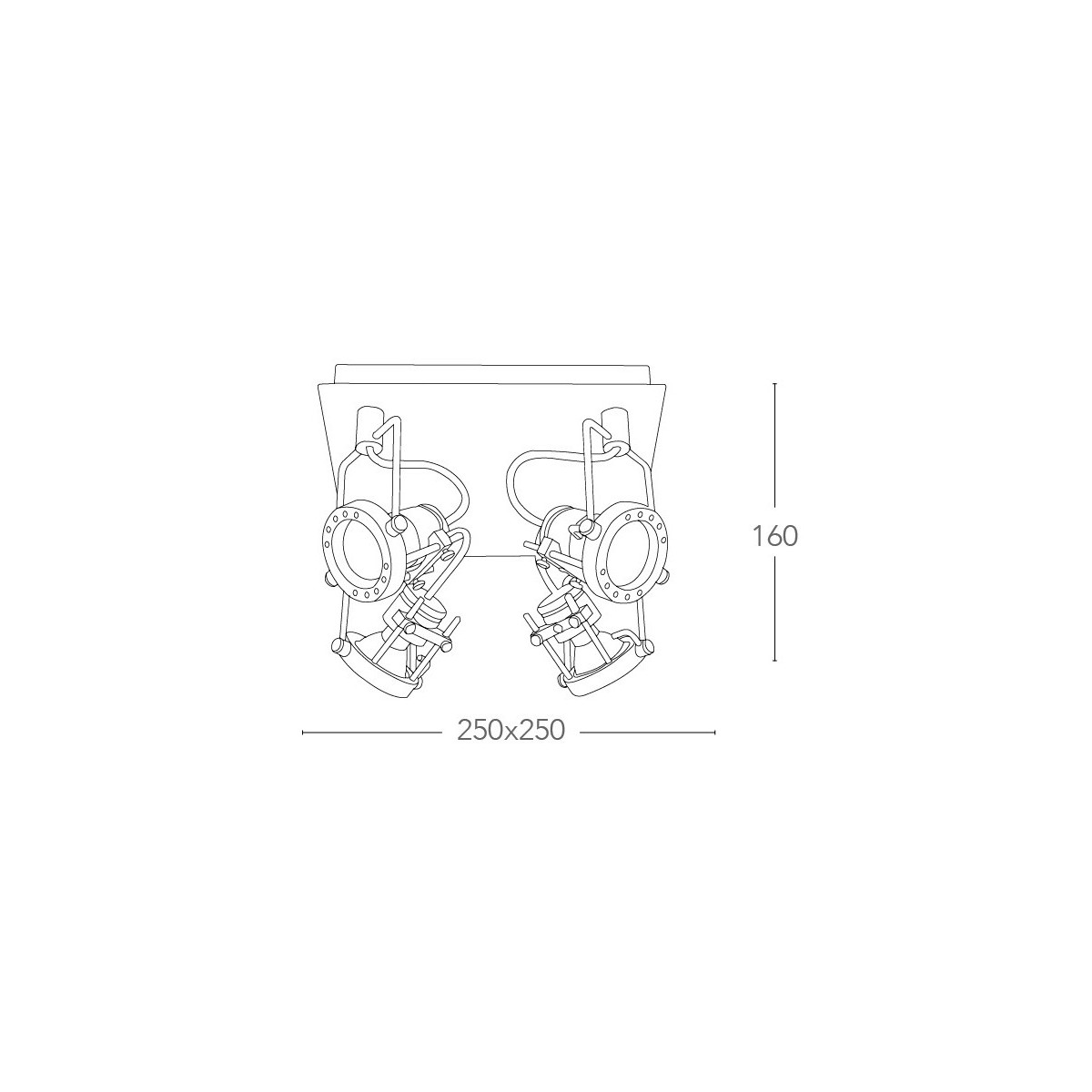 SPOT-TECHNO-PL4 - Plafonnier carré chromé 42 watts 2800 kelvin GU10