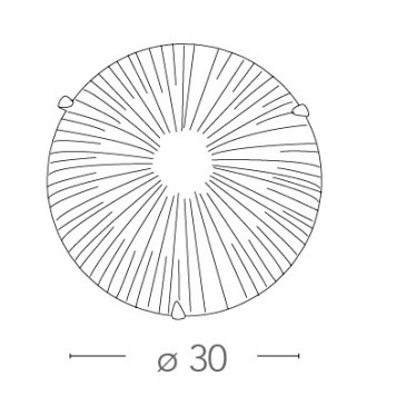 I-CHANTAL/PL30 - Plafoniera Moderna decoro Raggi Tonda Vetro Diamantato Led 15 watt Luce Naturale