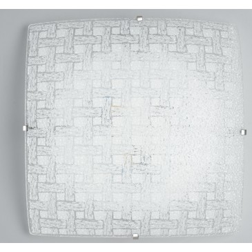 I-PAMELA/PL40 - Plafoniera Vetro Diamantato Intreccio Quadrata Lampada Led 24 watt Luce Naturale