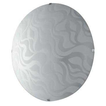 I-JASMINE/PL40 - Plafoniera Moderna Disegno Onde Tonda Vetro Bianco Led 28 watt Luce Naturale