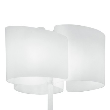 Piantana lampada da terra 60W 3XE27 bianca CREATE. Design moderno, struttura in alluminio e diffusore ricurvo in vetro.