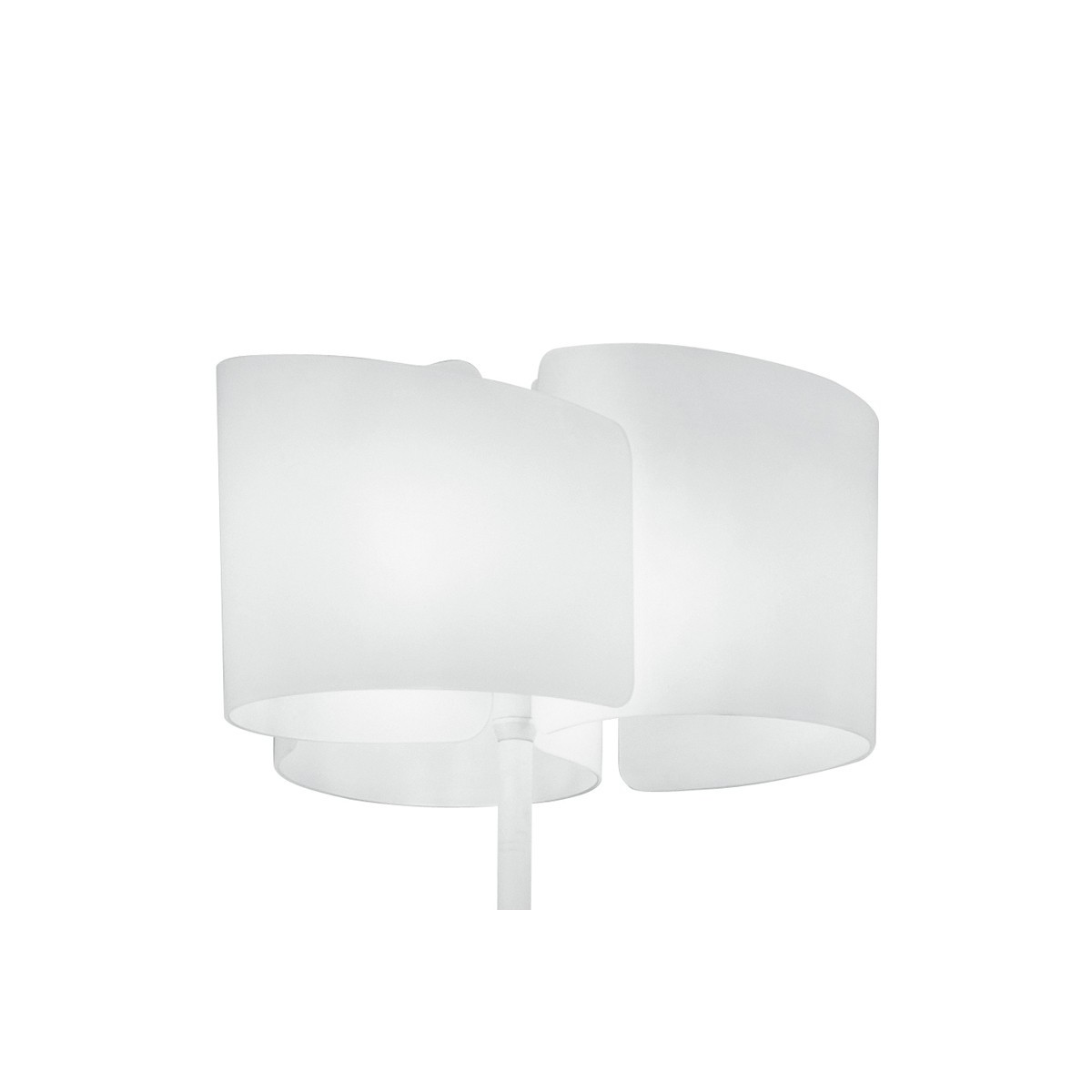 Piantana lampada da terra 60W 3XE27 bianca CREATE. Design moderno, struttura in alluminio e diffusore ricurvo in vetro.