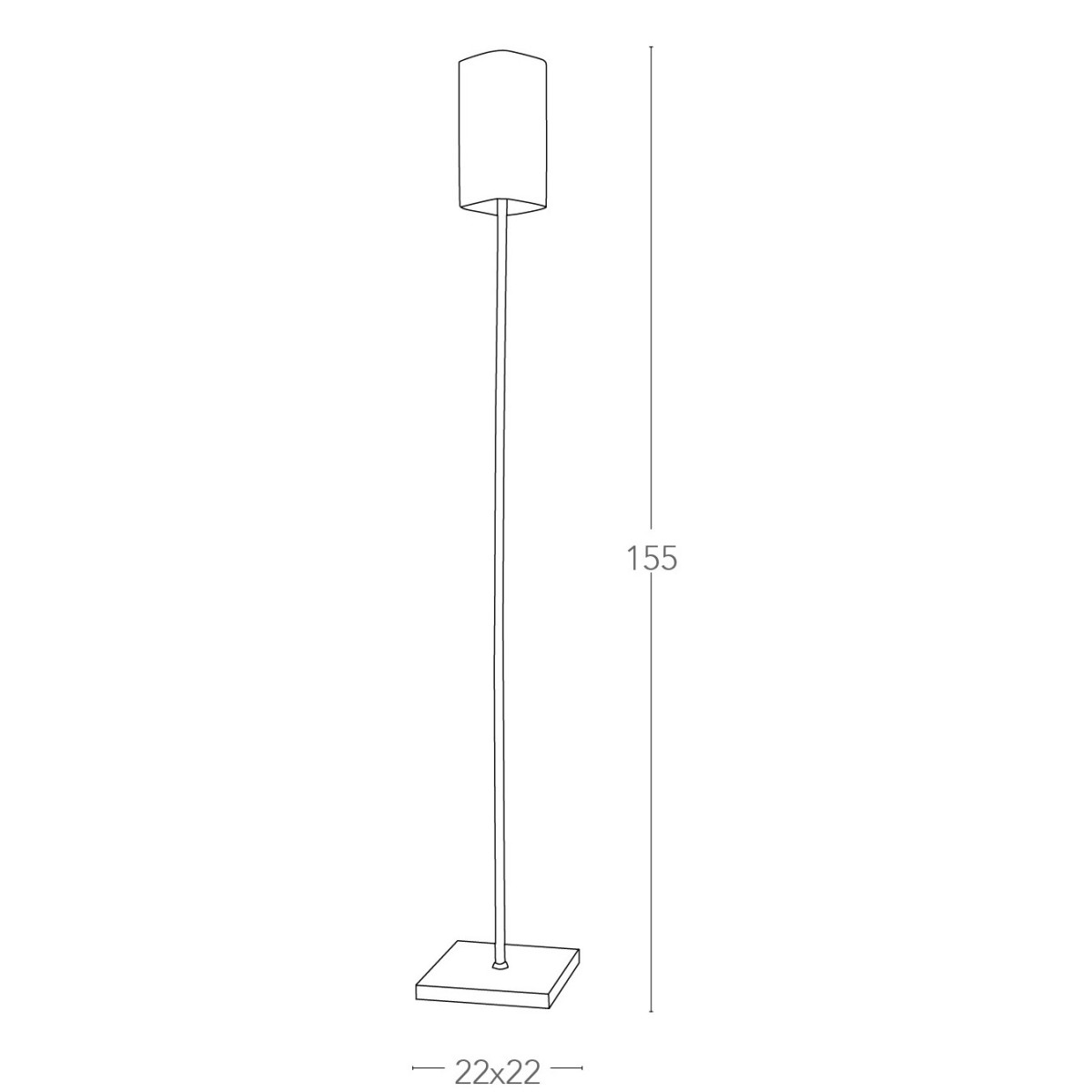 Lampe carrée avec lampadaire en métal et abat-jour carré en verre FanEurope blanc