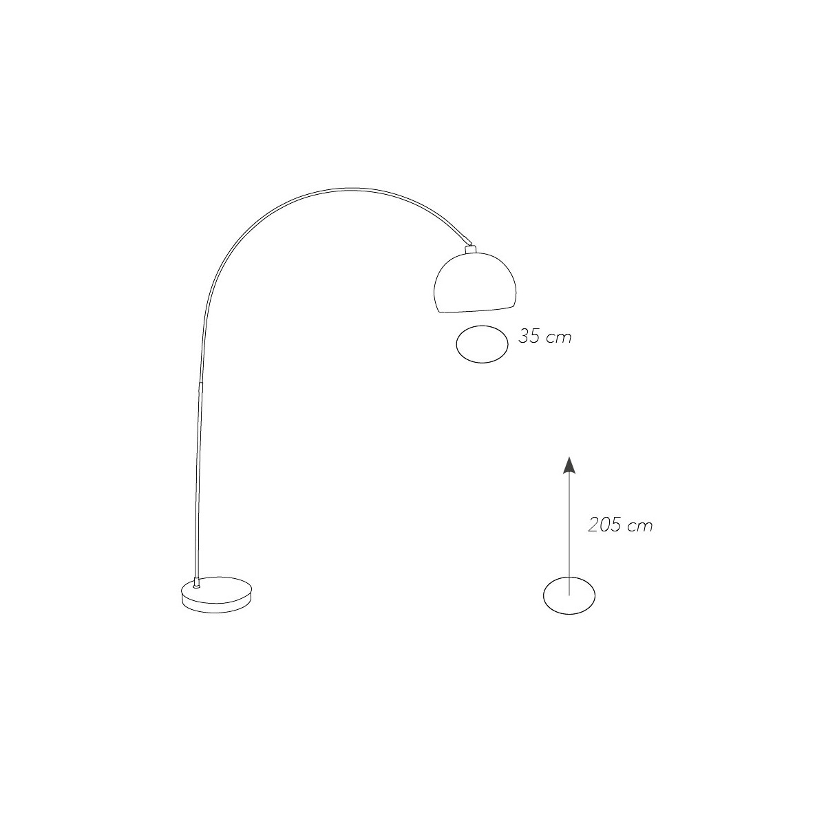 Lampadaire en acier Arco Plaza avec abat-jour rond FanEurope