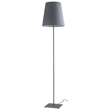 I-ELVIS-PT GR - Lampadaire Abat-jour Tissu Métal Gris Moderne Lampadaire E27