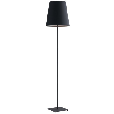 I-ELVIS-PT NER - Lampadaire moderne minimaliste en tissu noir avec abat-jour en métal E27