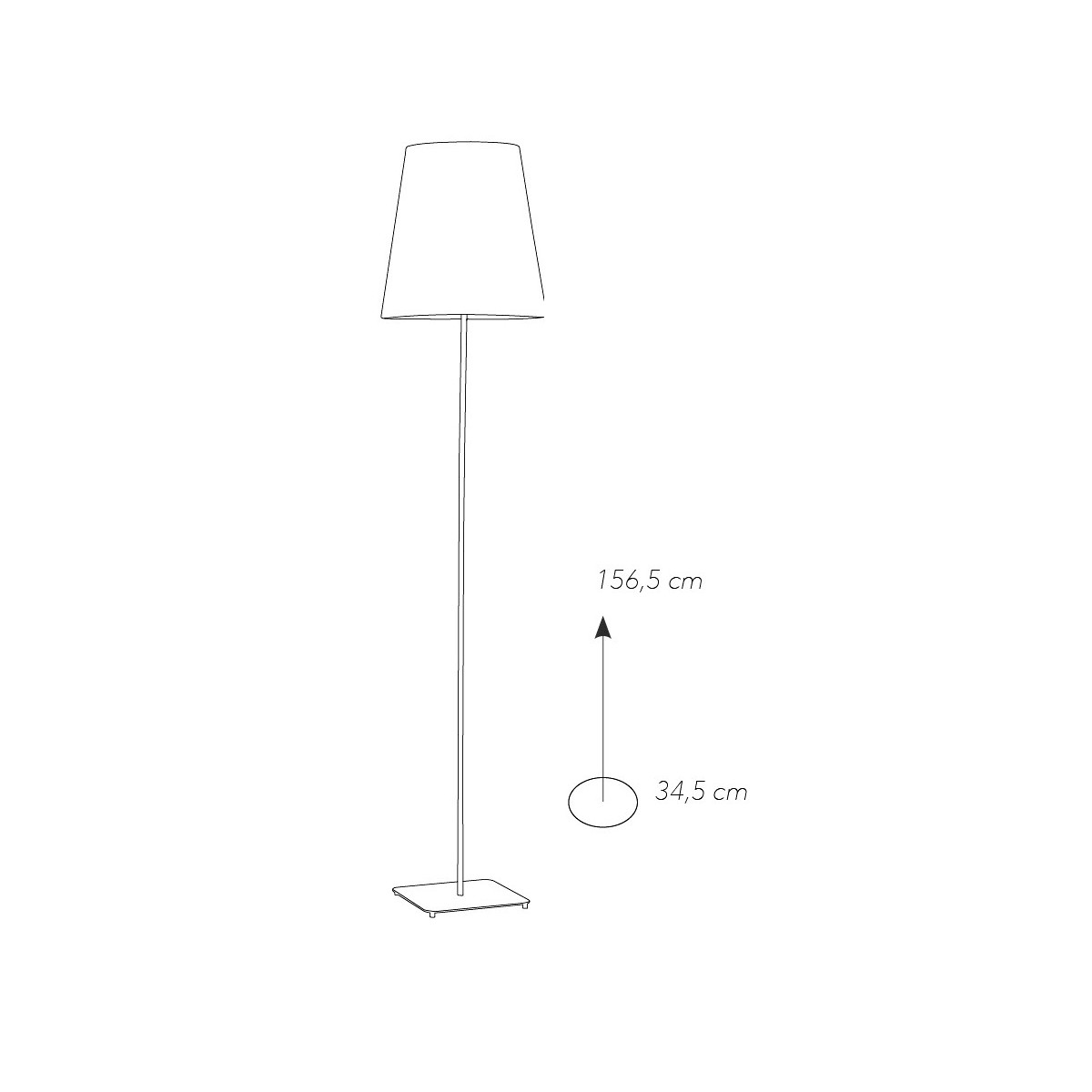 I-ELVIS-PT NER - Lampadaire moderne minimaliste en tissu noir avec abat-jour en métal E27