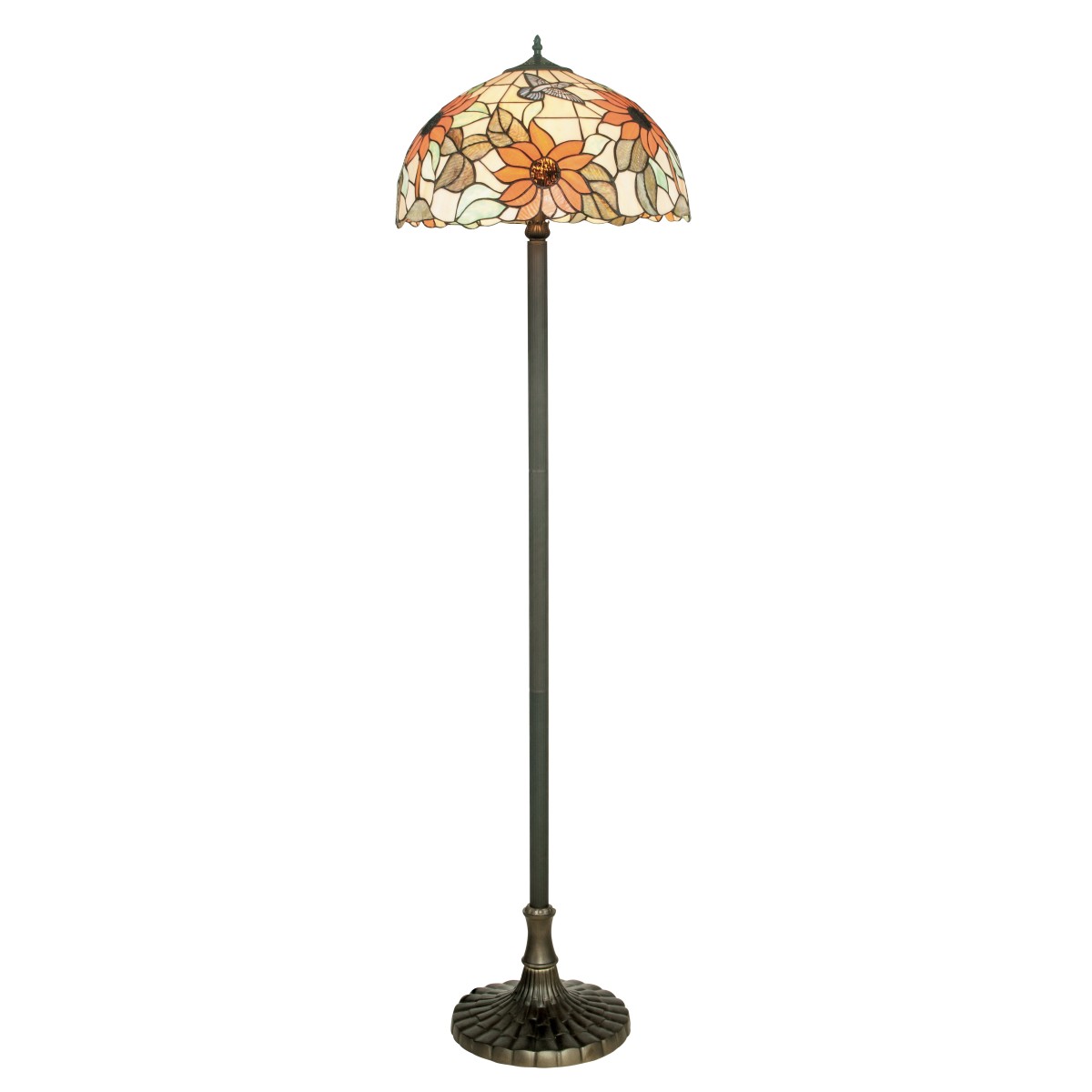 I-DAFNE-PT - Lampadaire élégant en verre coloré Cadre floral Métal Lampadaire classique E27