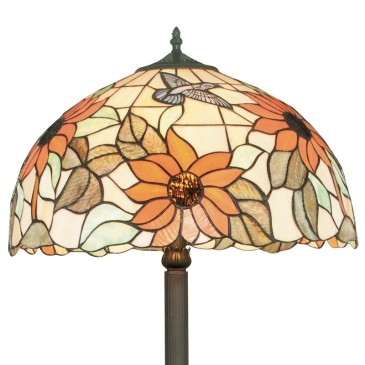 Lampadaire Dafne avec diffuseur en verre avec décoration florale artisanale