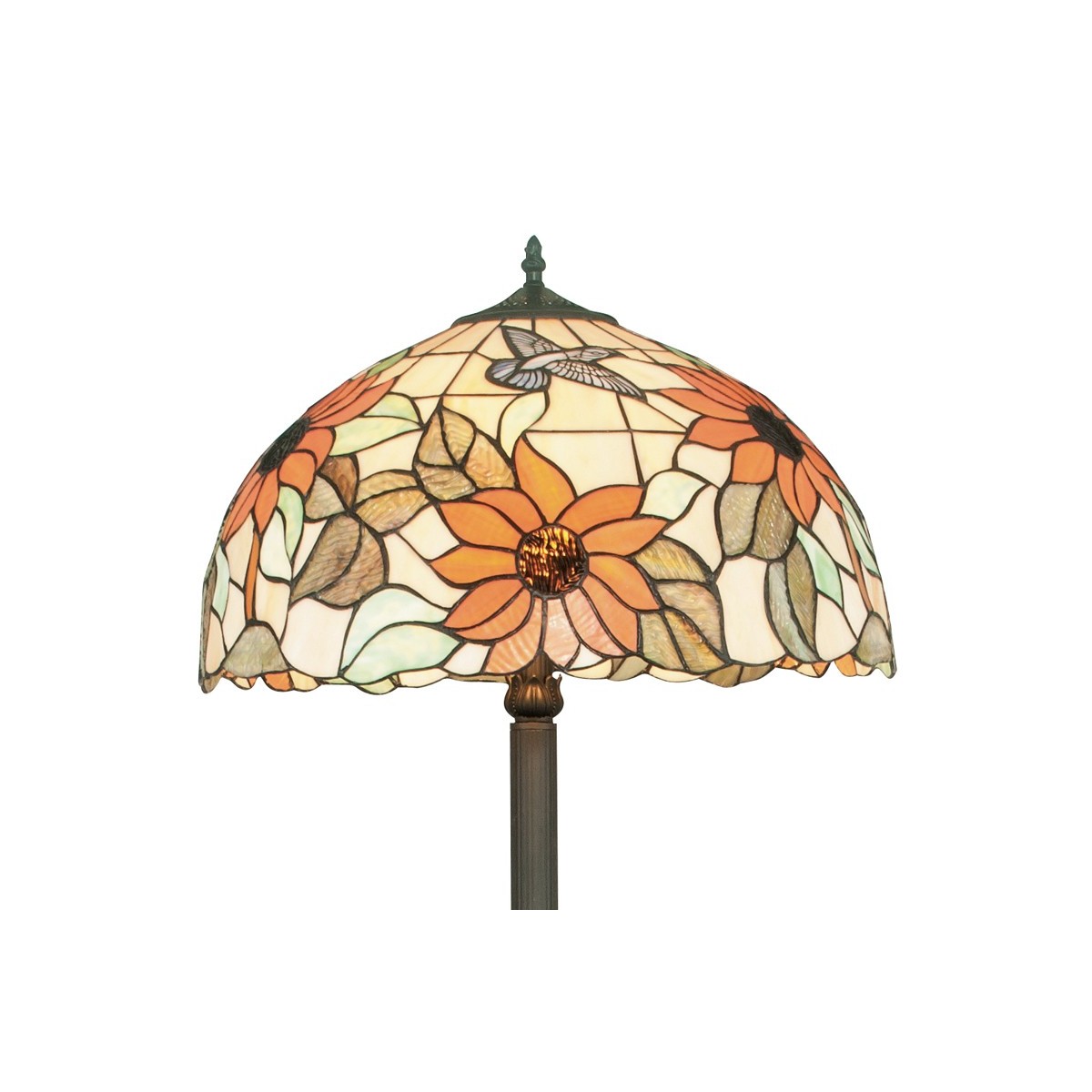 Lampadaire Dafne avec diffuseur en verre avec décoration florale artisanale