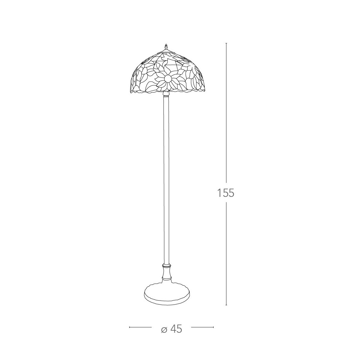 Lampadaire Dafne en métal orné d'un abat-jour en verre coloré FanEurope