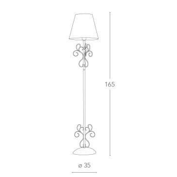 Lampadaire Perla en métal blanc avec abat-jour en tissu et élégantes décorations FanEurope