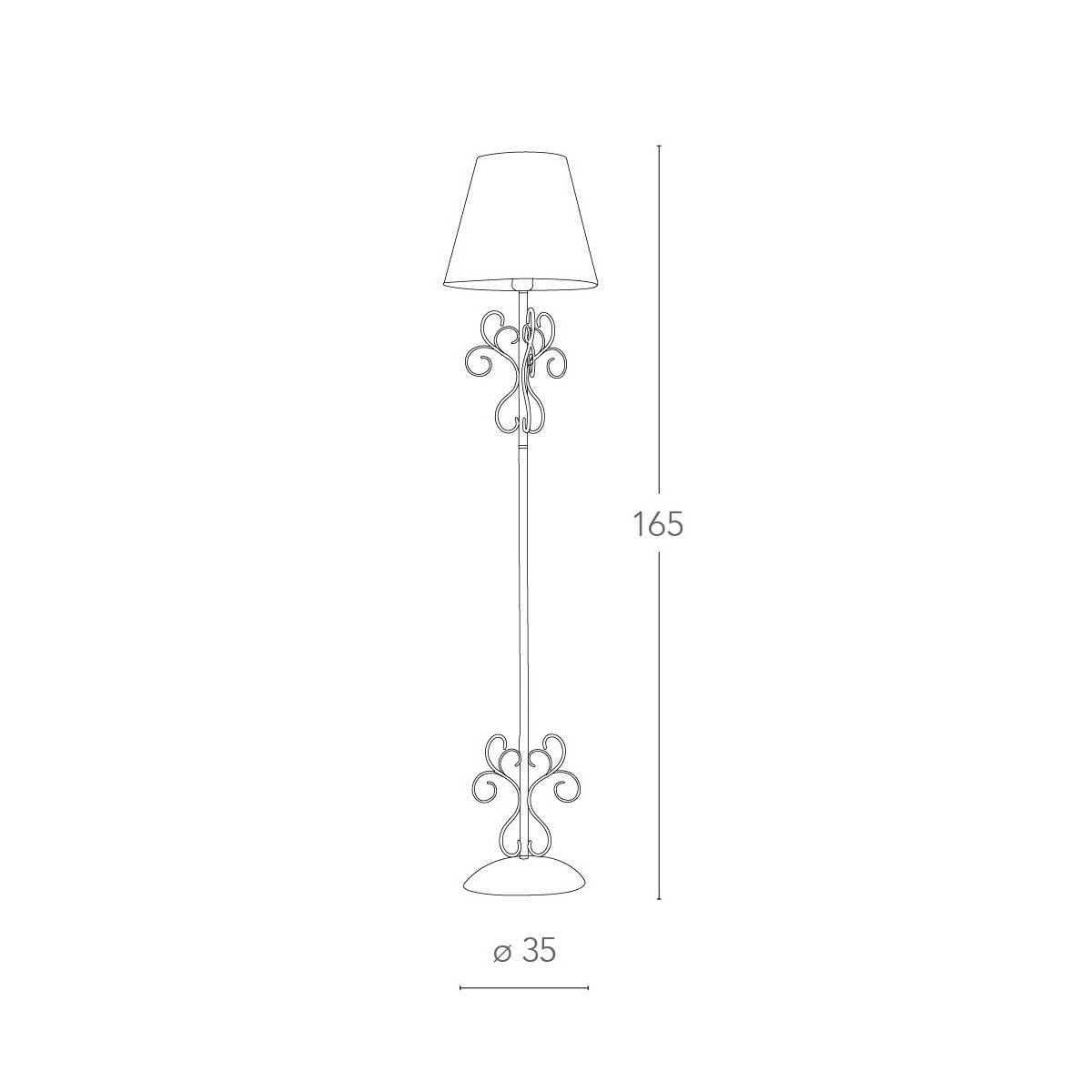 Lampadaire Perla en métal blanc avec abat-jour en tissu et élégantes décorations FanEurope